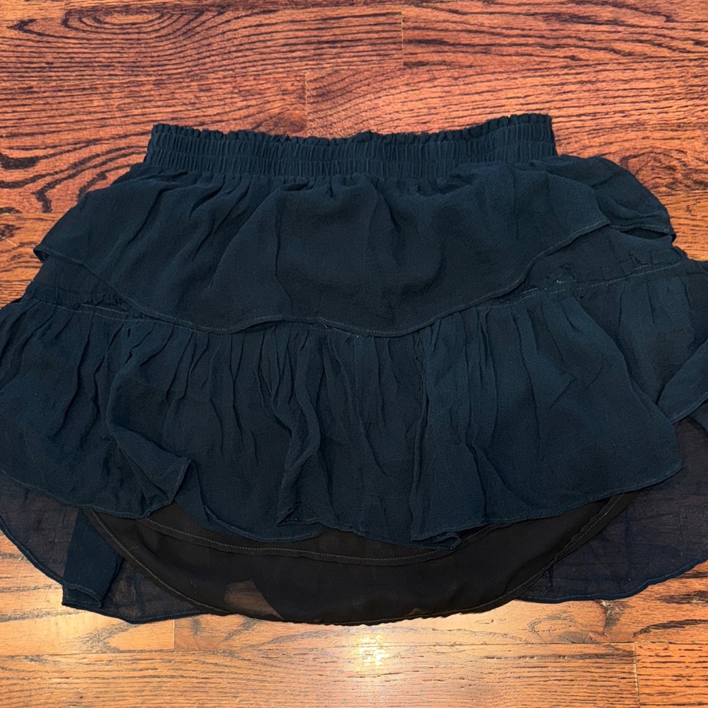 LoveShackFancy Navy Ruffle Mini Skirt - Picture 3 of 4